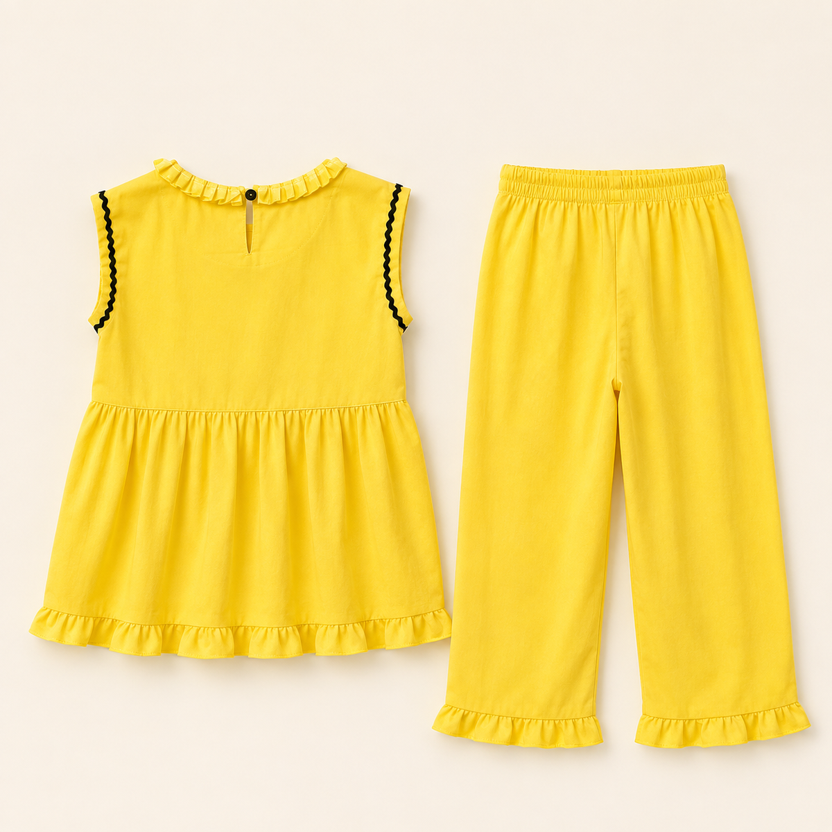 Girls Ruffle Trim Co-Ord Set – 3 Colors