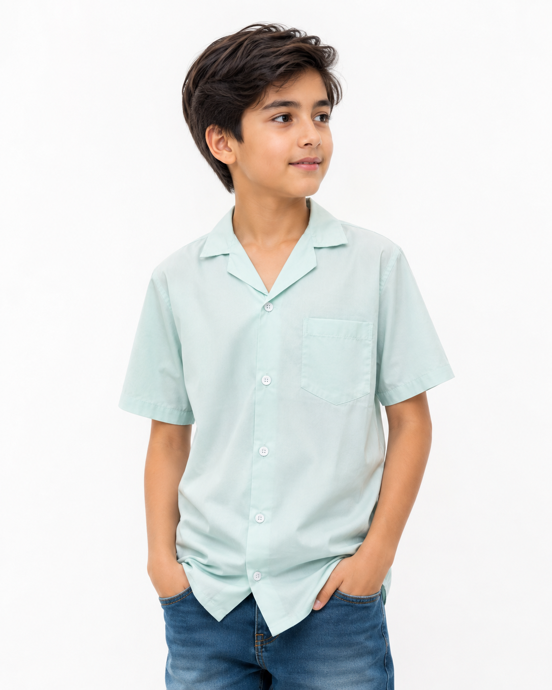 Boys Cuban Shirt - Light Blue
