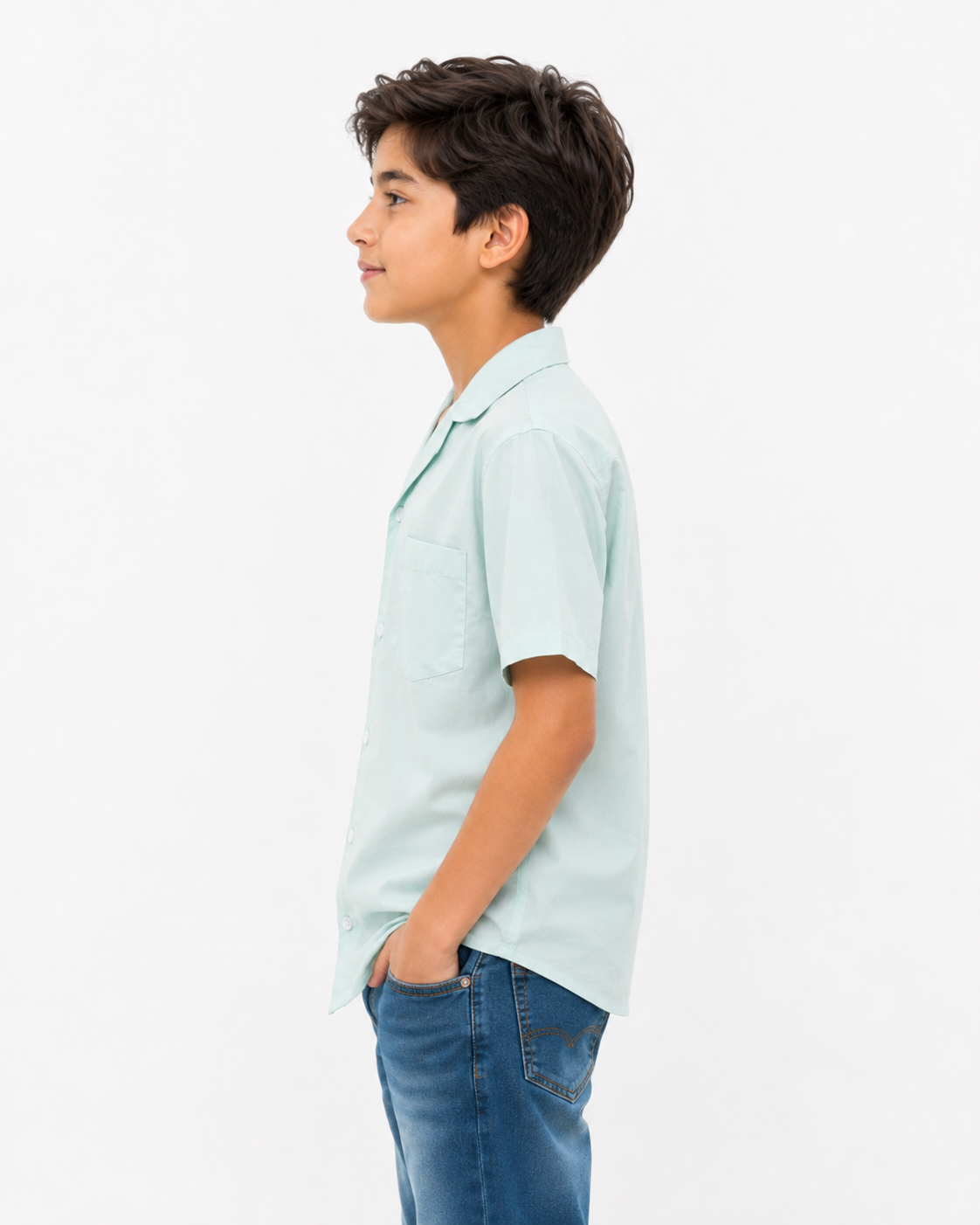 Boys Cuban Shirt - Light Blue