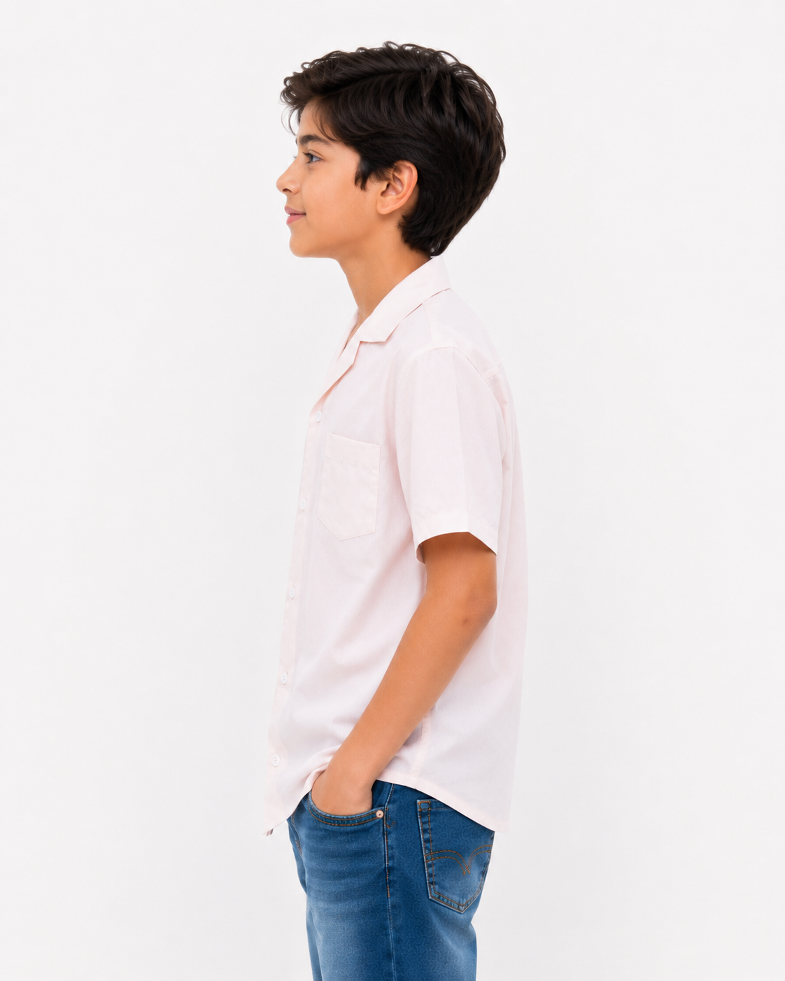 Boys Cuban Shirt - Light Pink