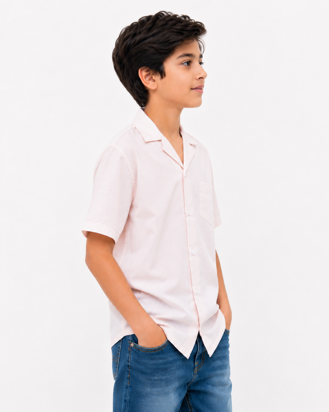 Boys Cuban Shirt - Light Pink