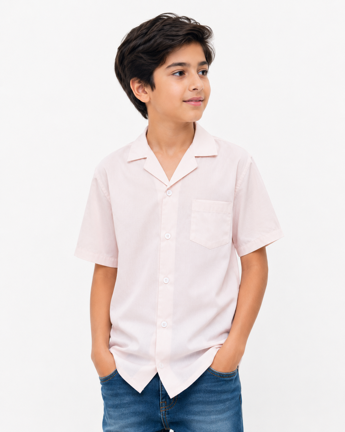 Boys Cuban Shirt - Light Pink