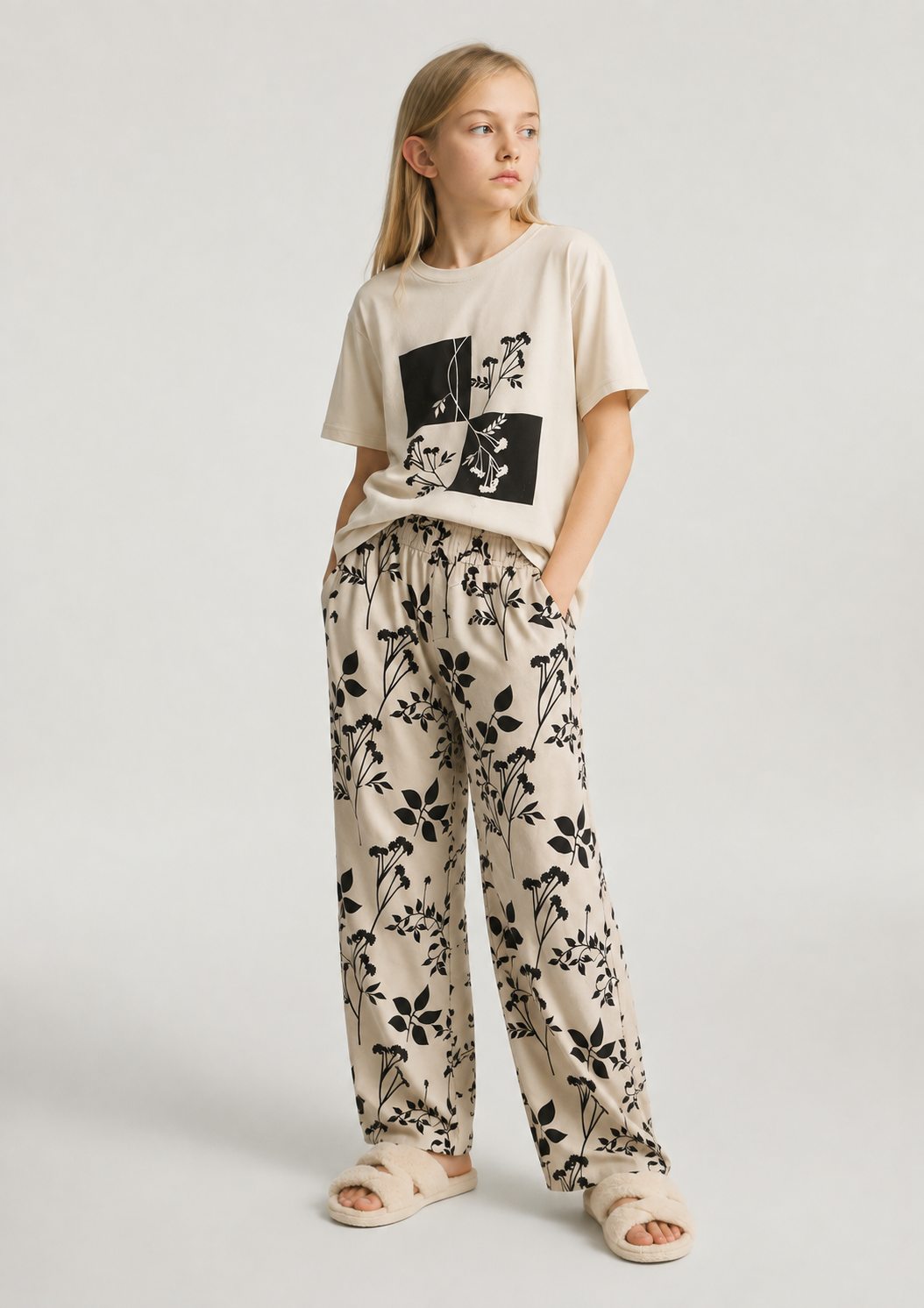 Pack of 2 Girls Printed Night Suit Set | Soft Jersey T-Shirt & Pyjama Set