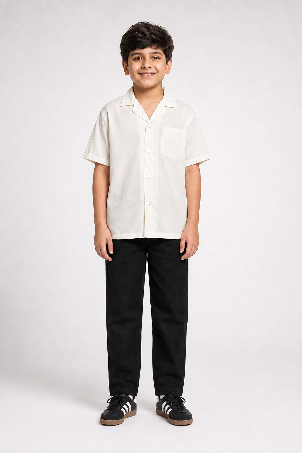 Pack of 2 Boys Half Sleeve Casual Shirts | Cream & Olive Green | Summer Collection