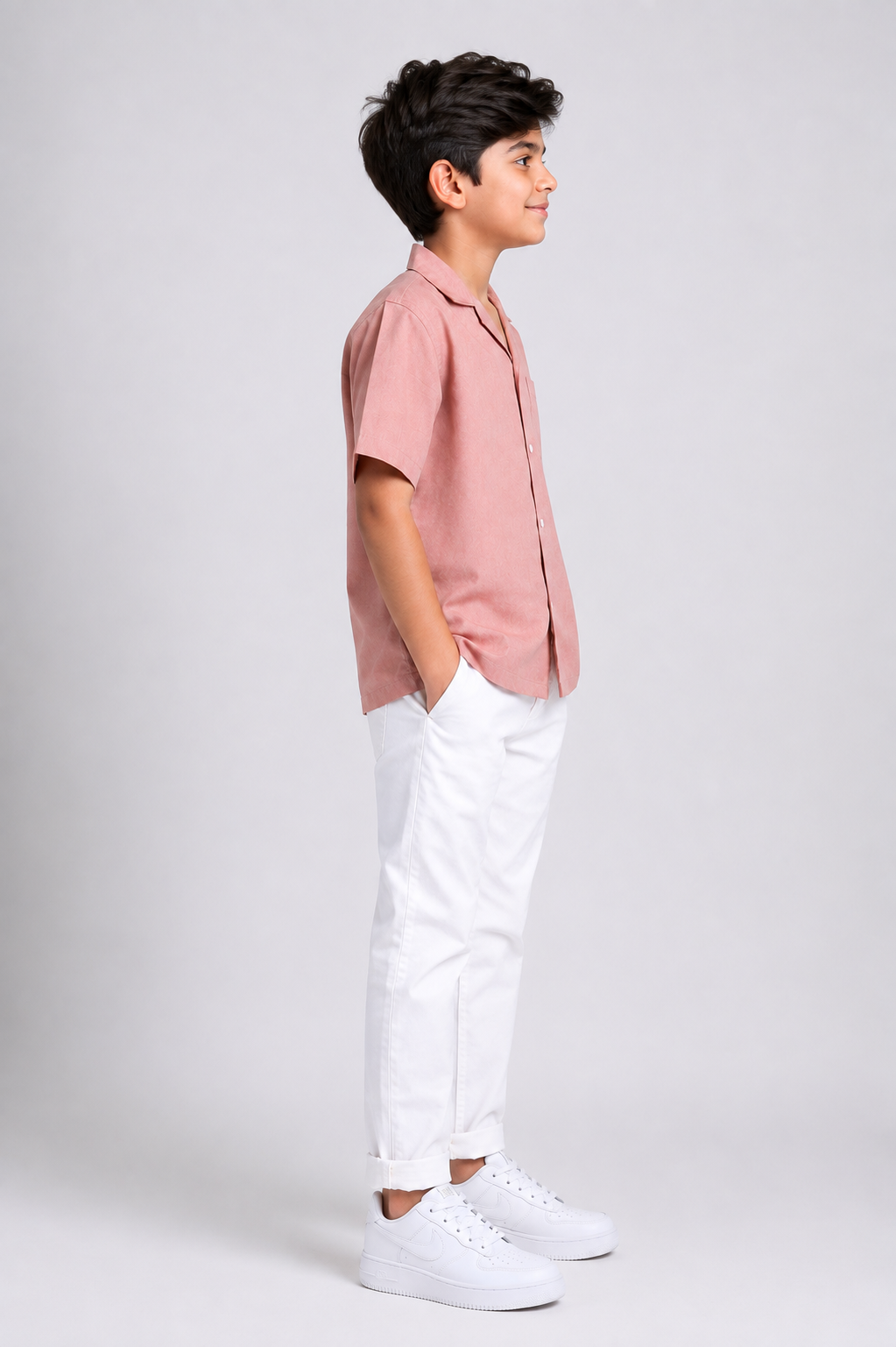 Boys Cuban Shirt - Dusty Pink