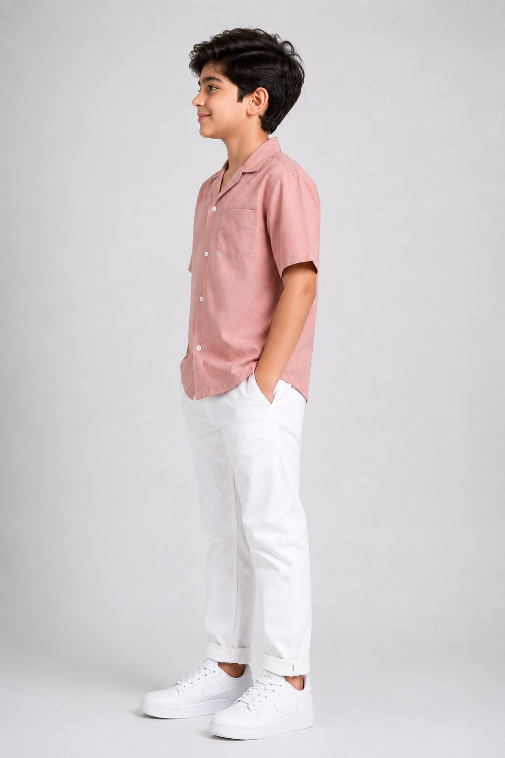 Boys Cuban Shirt - Dusty Pink
