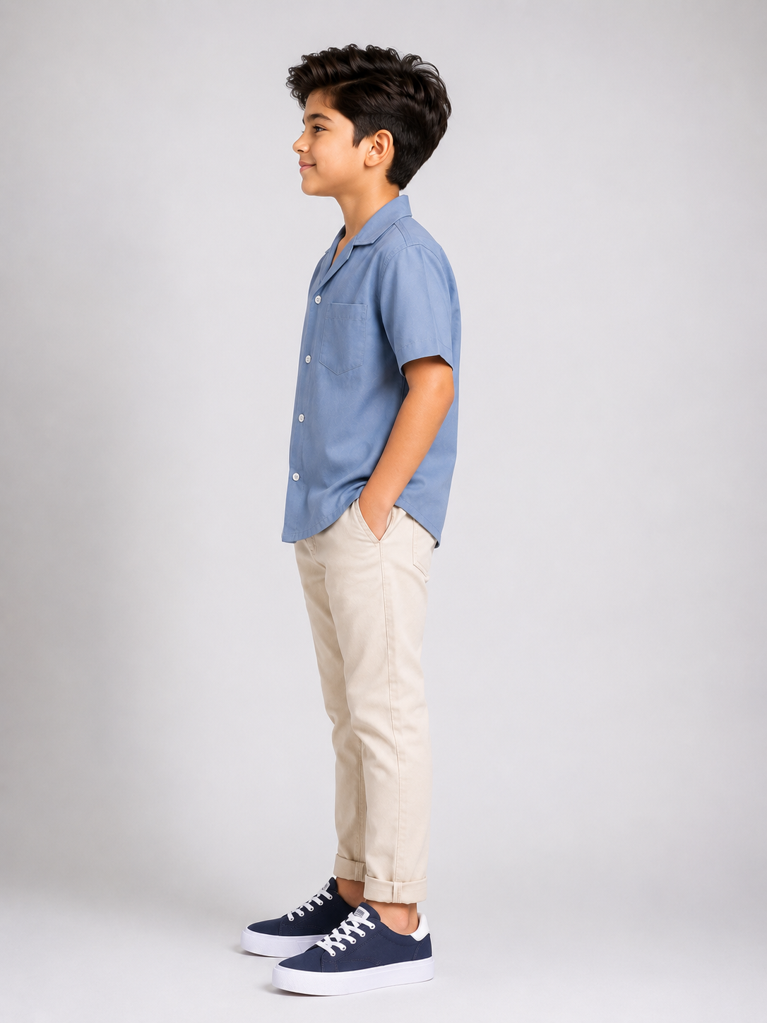 Boys Cuban Shirt - Sky Blue