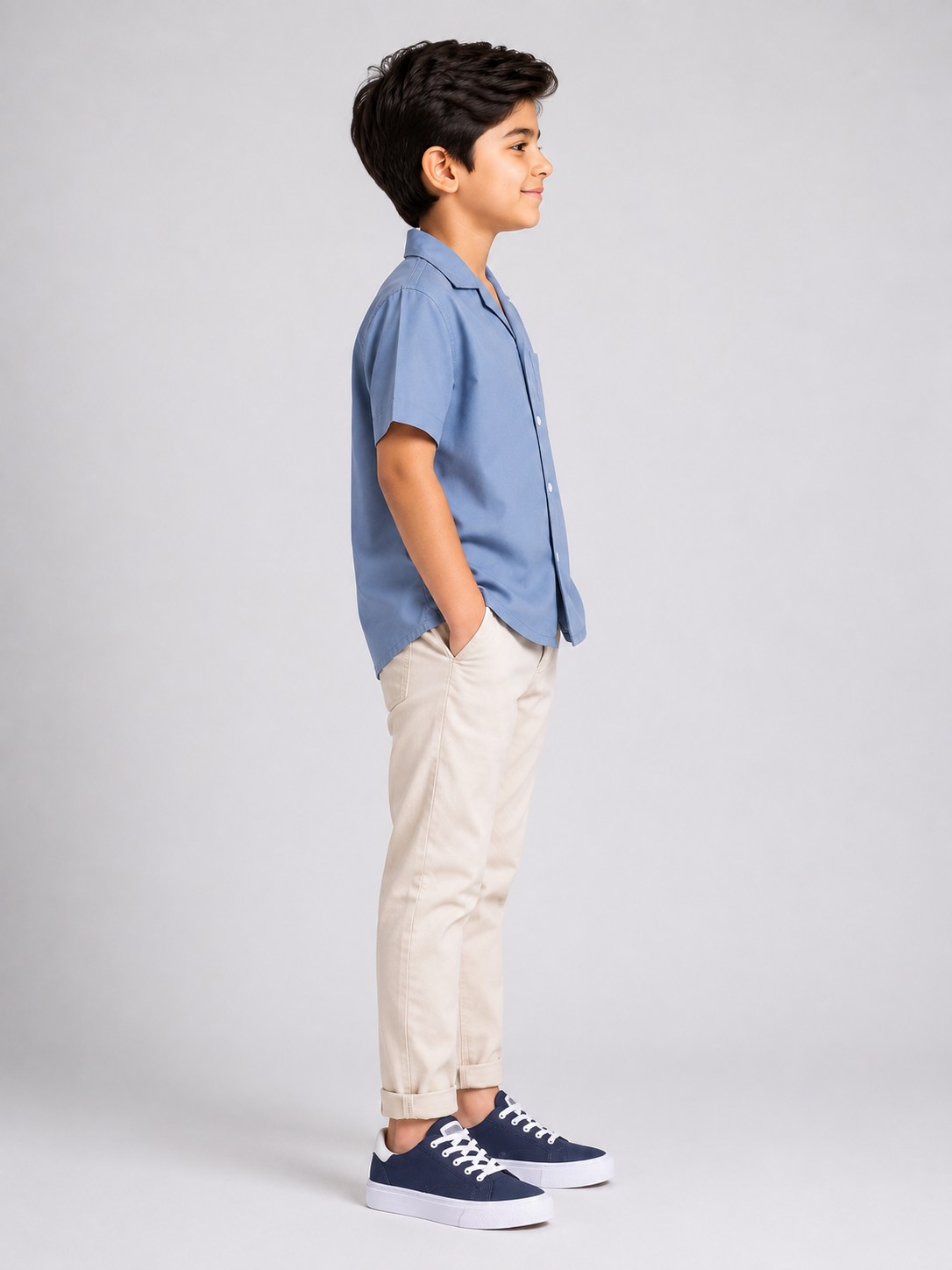 Boys Cuban Shirt - Sky Blue