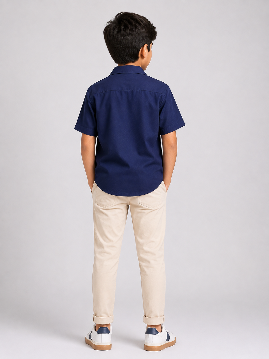 Boys Cuban Shirt - Navy Blue