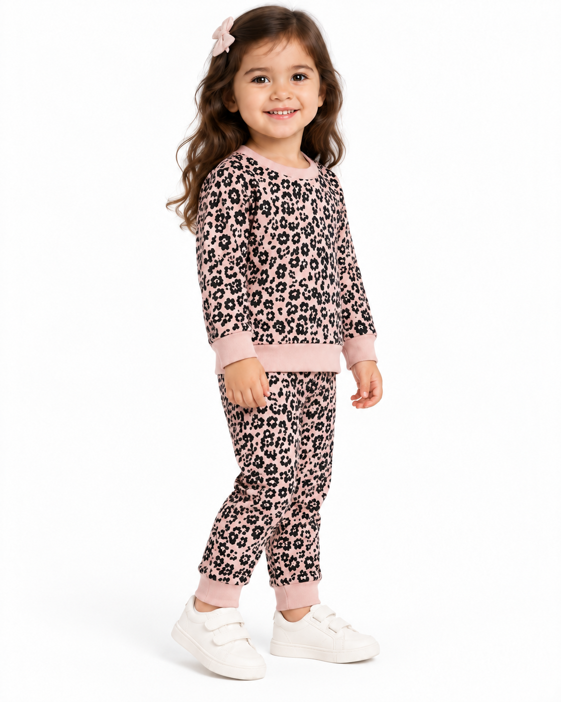 Girls Pink Floral Print 2-Piece Winter Suit