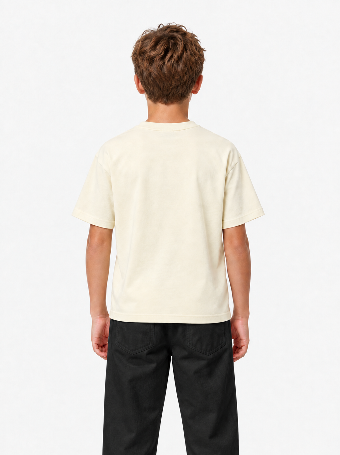 Boys Oversized OFF Graphic Terry Tees – Cream & Blue