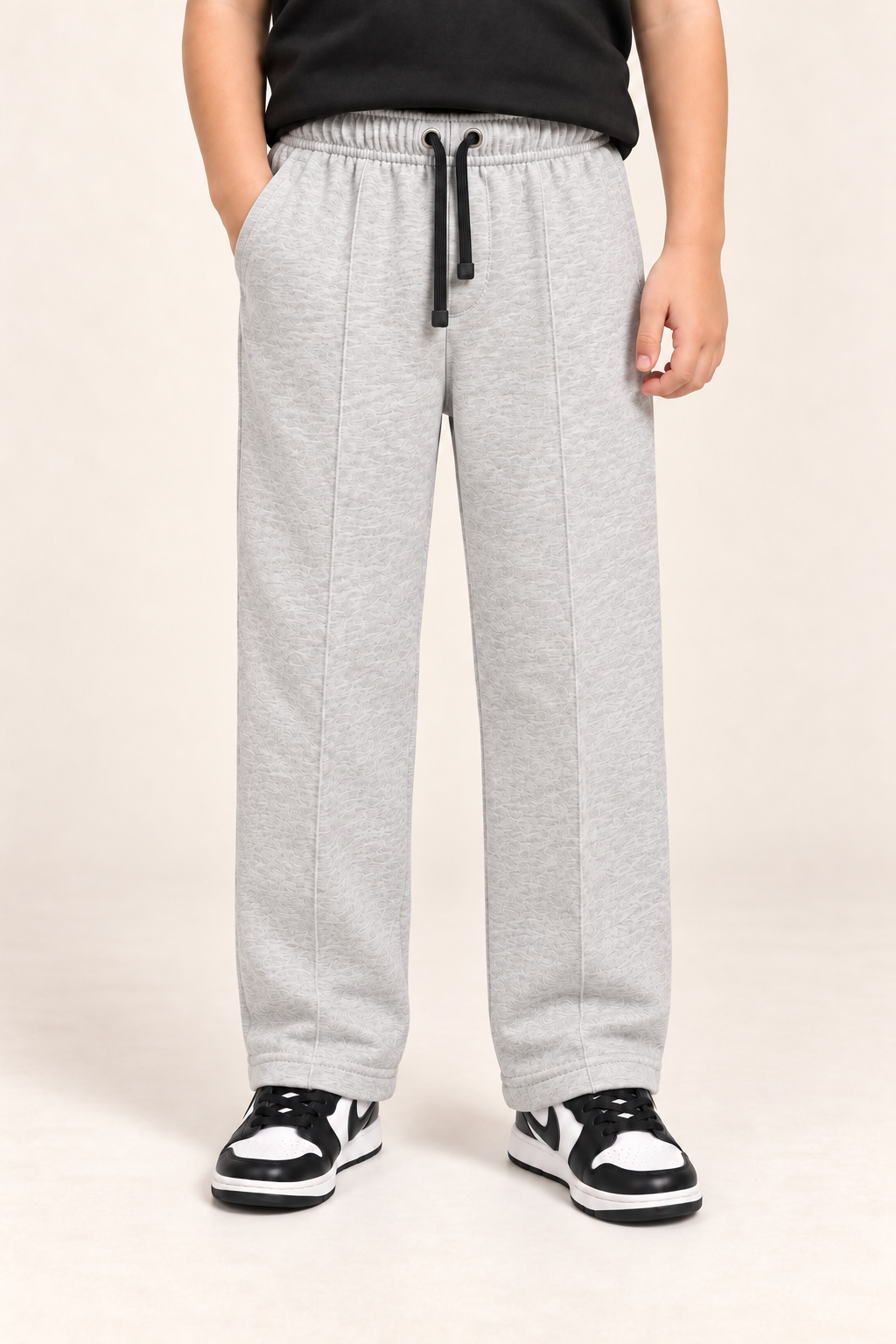 Kids Straight-Fit Terry Trousers – Grey