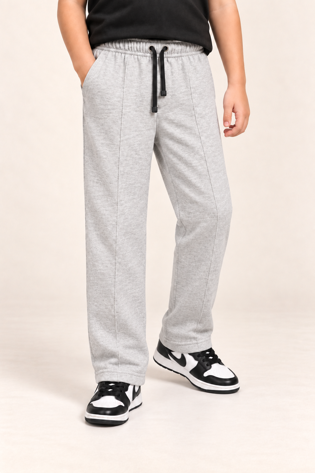 Kids Straight-Fit Terry Trousers – Grey