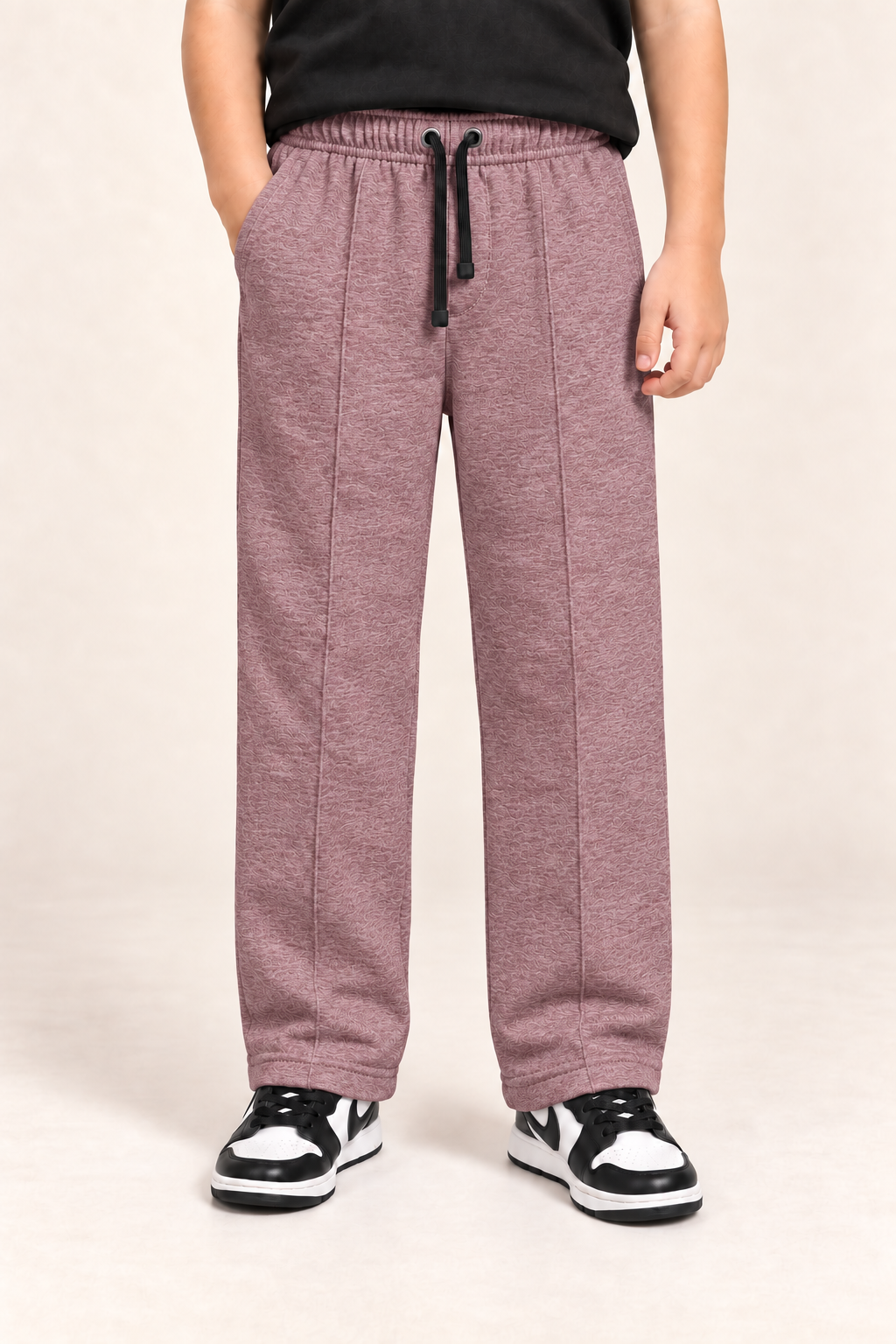Kids Straight-Fit Terry Trousers – Dusty Mauve