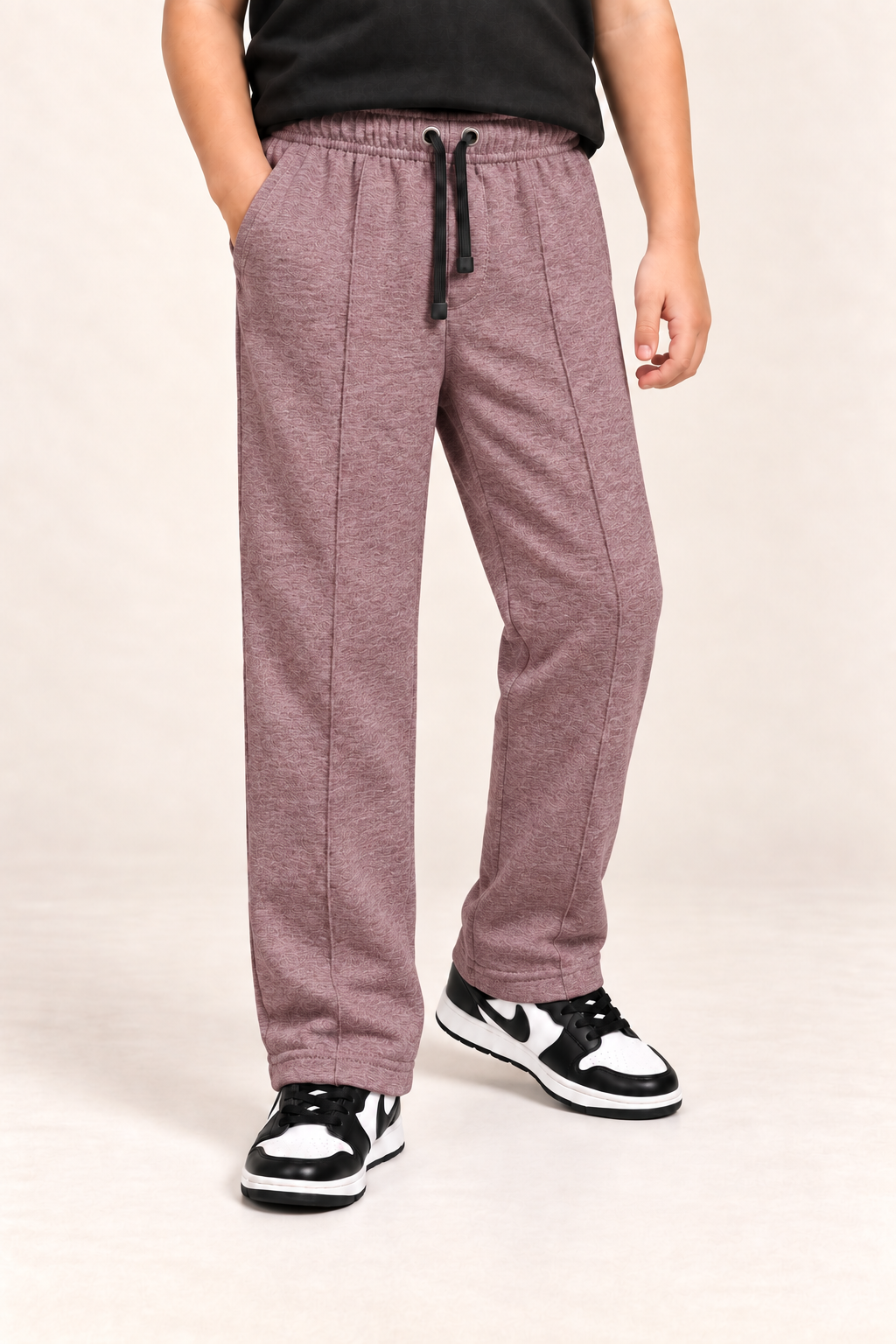 Kids Straight-Fit Terry Trousers – Dusty Mauve