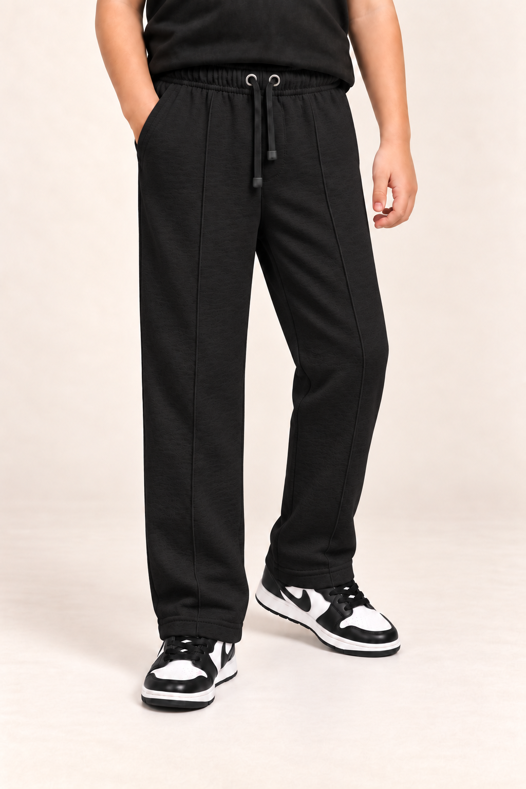 Kids Straight-Fit Terry Trousers – Black
