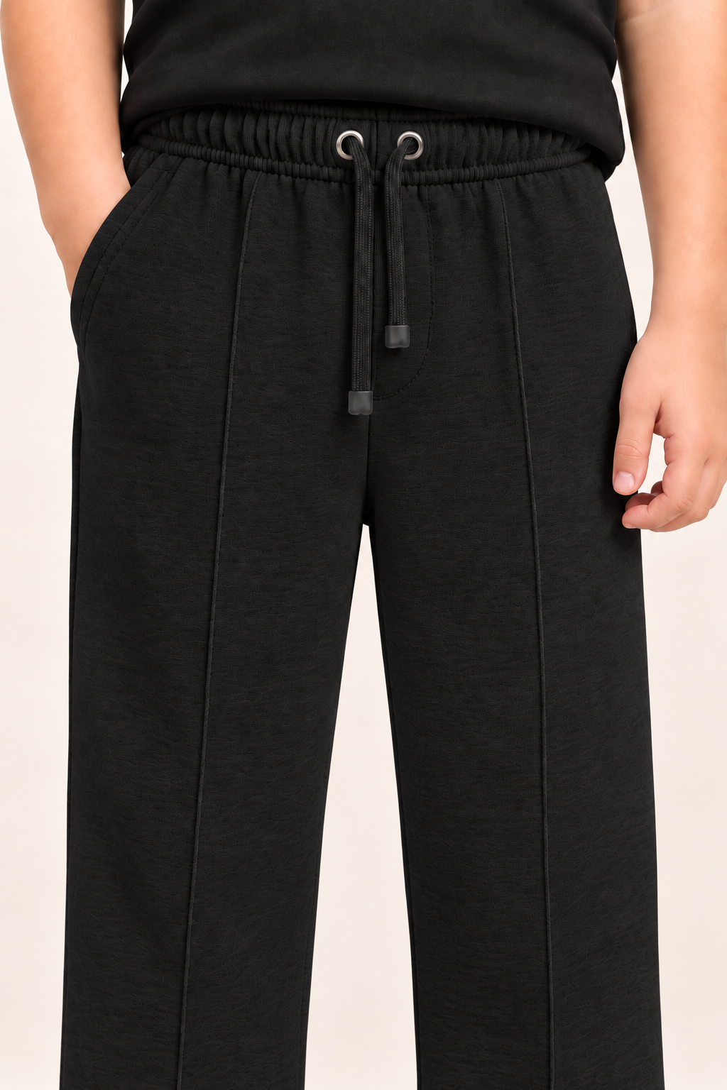 Kids Straight-Fit Terry Trousers – Black