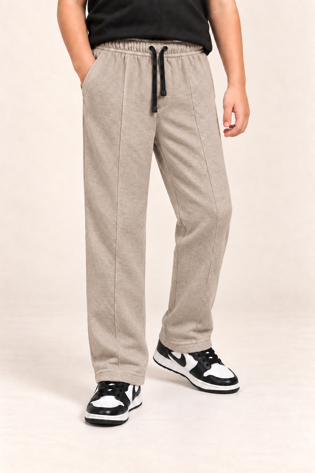 Kids Straight-Fit Terry Trousers – Brown
