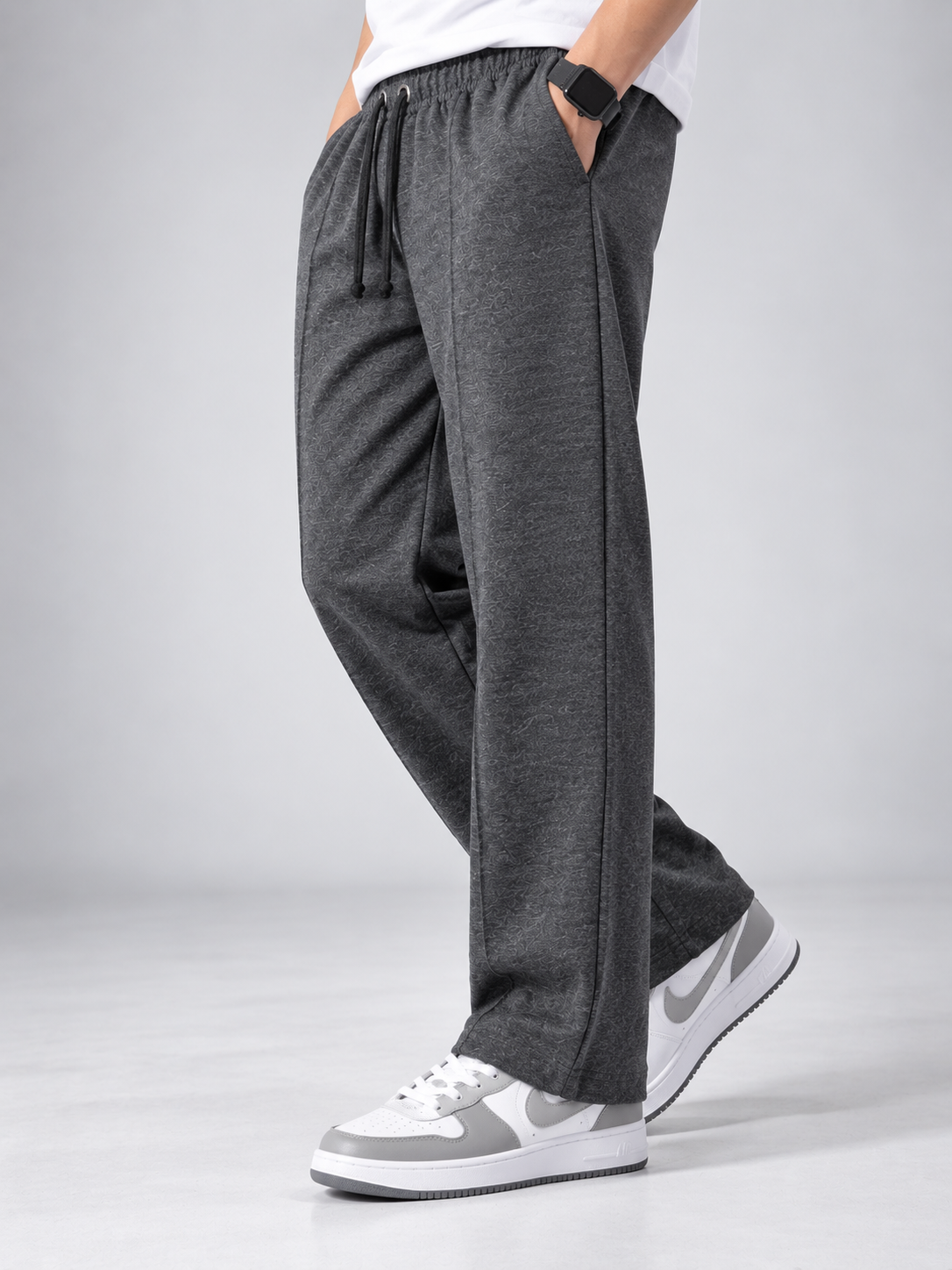 Men’s Premium Terry Straight Fit Trouser – Dark Charcoal Grey