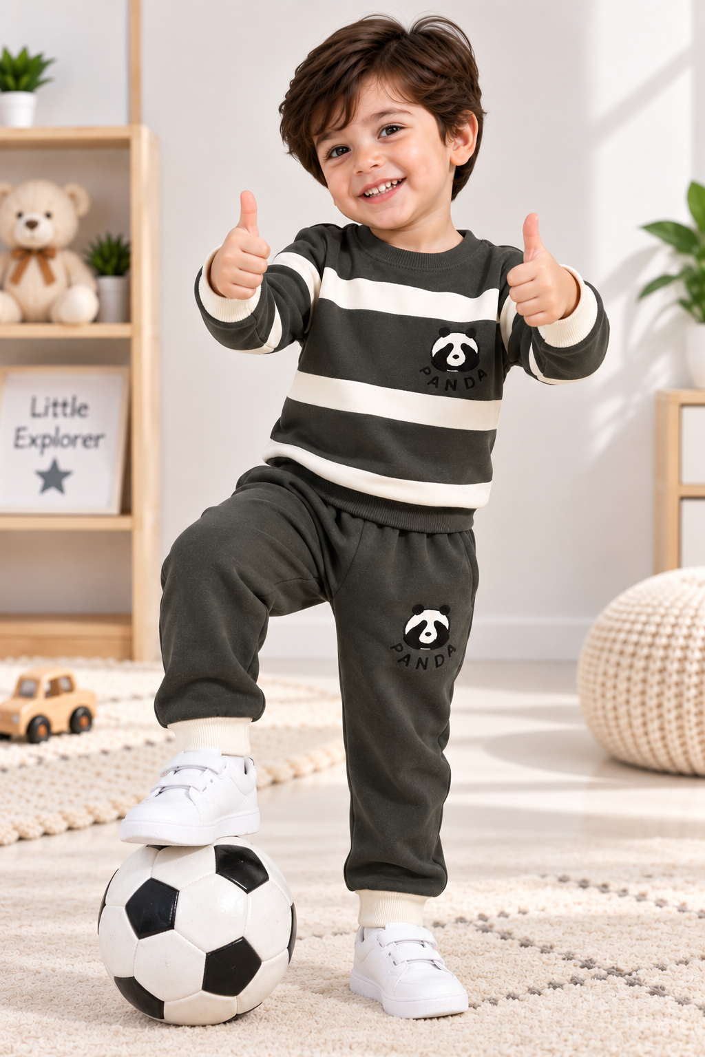 Kids Panda Fleece Winter Tracksuit – Sweatshirt & Trouser Set | 1–4 Years