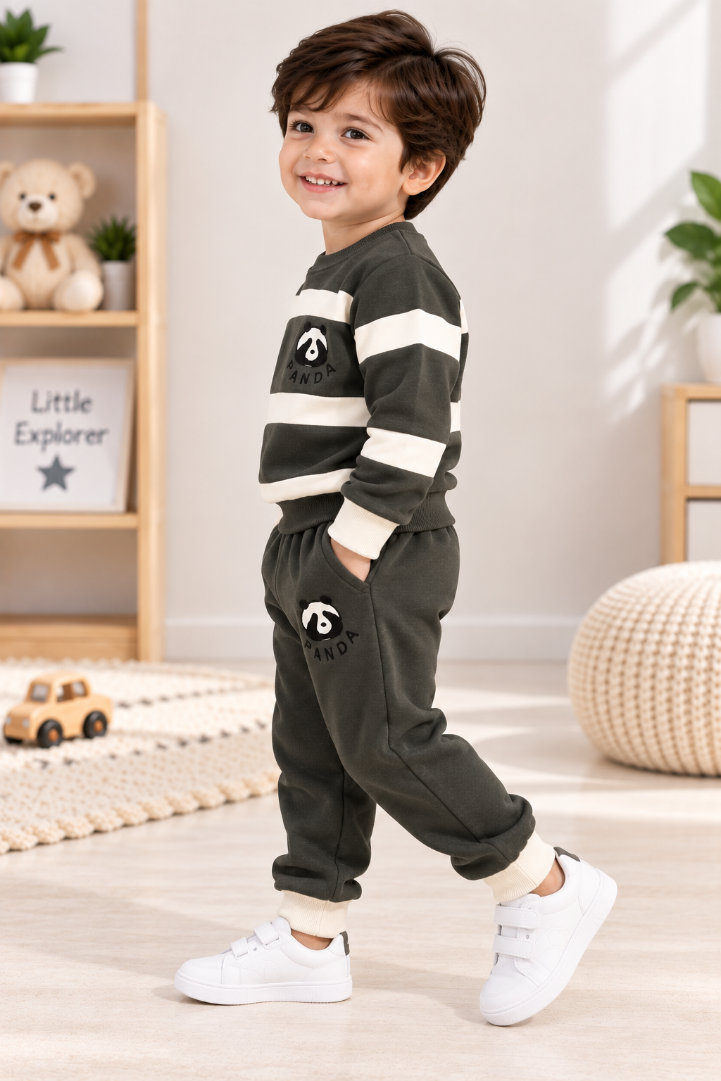 Kids Panda Fleece Winter Tracksuit – Sweatshirt & Trouser Set | 1–4 Years