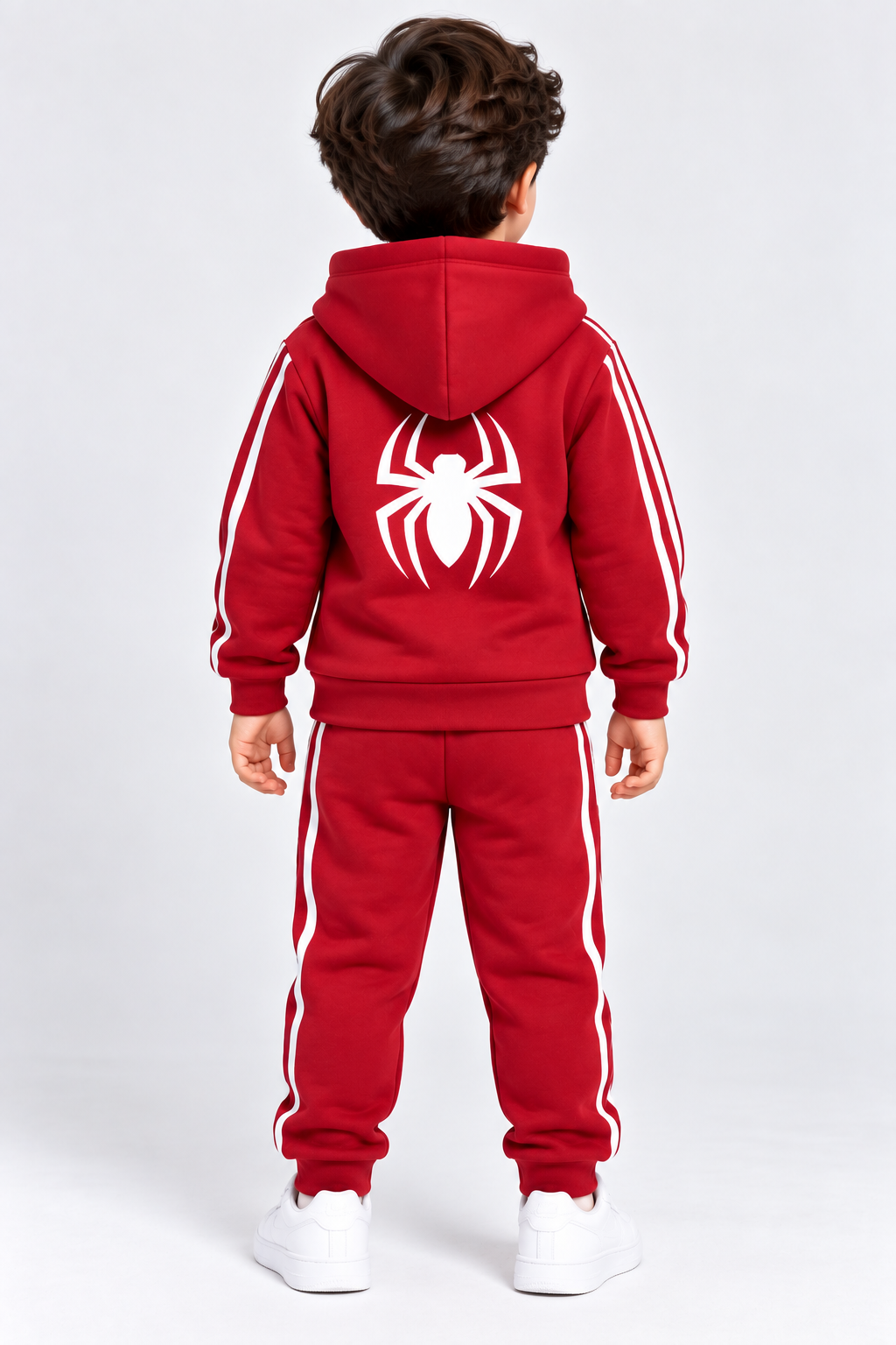 Kids Red Spider Hooded Tracksuit – 2 Piece Fleece Co-Ord Set