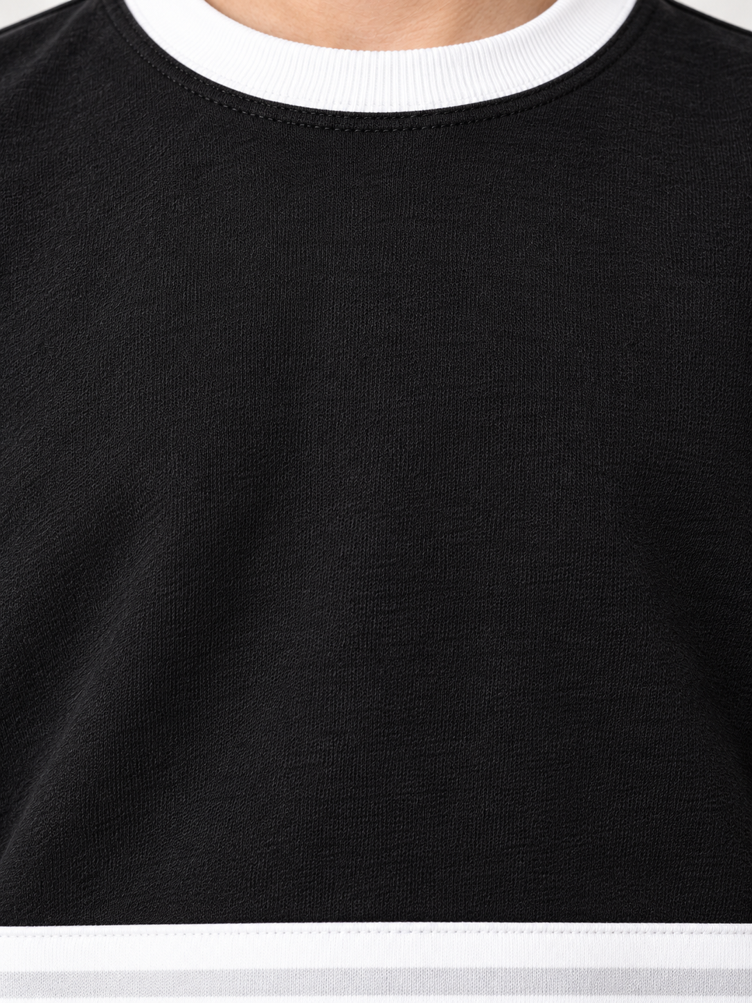 Boys Premium Black French Terry T-Shirt & Shorts Co-Ord Set