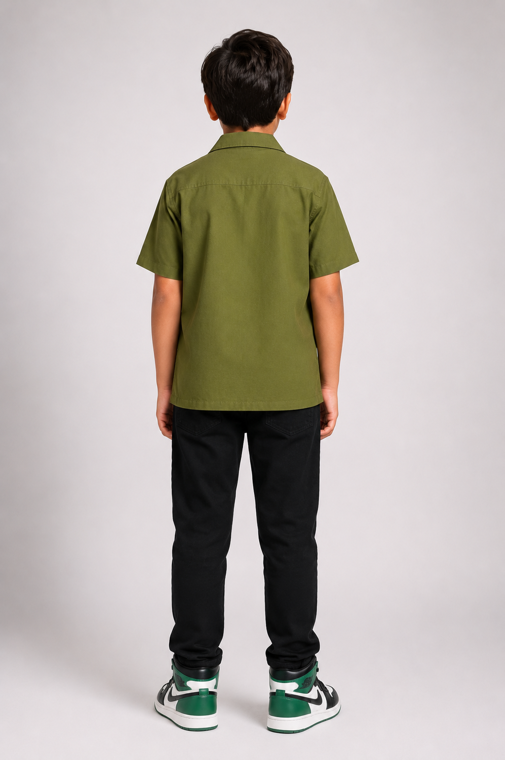 Boys Cuban Shirt - Olive Green