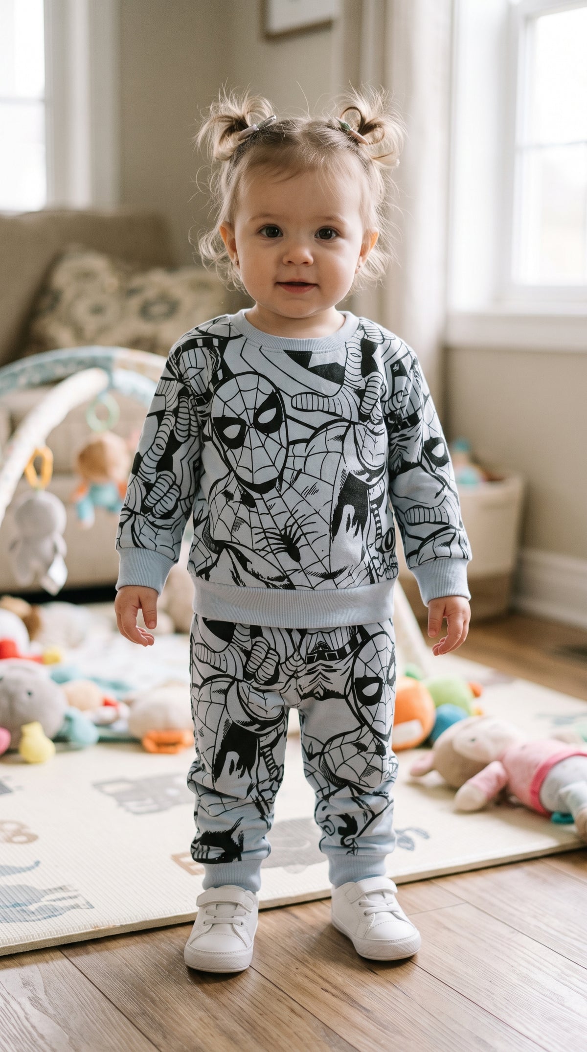 Kids Spider Print Fleece Tracksuit – Sweatshirt & Jogger Set