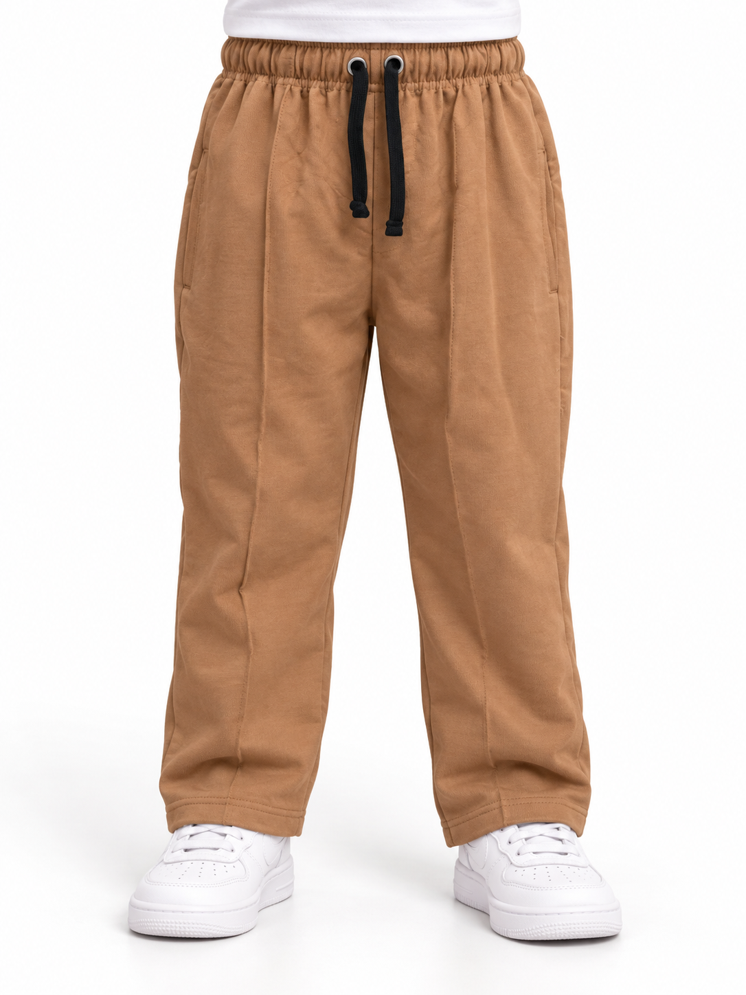 Camel brown kids trousers front view