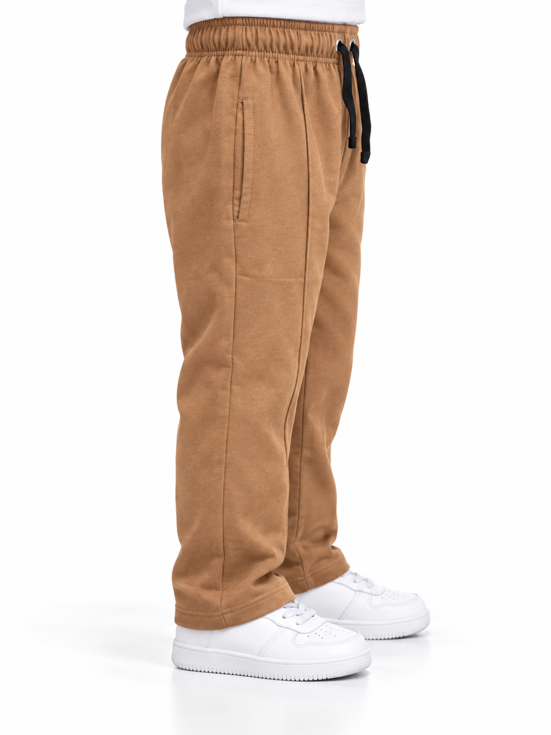 Camel brown kids trousers side view