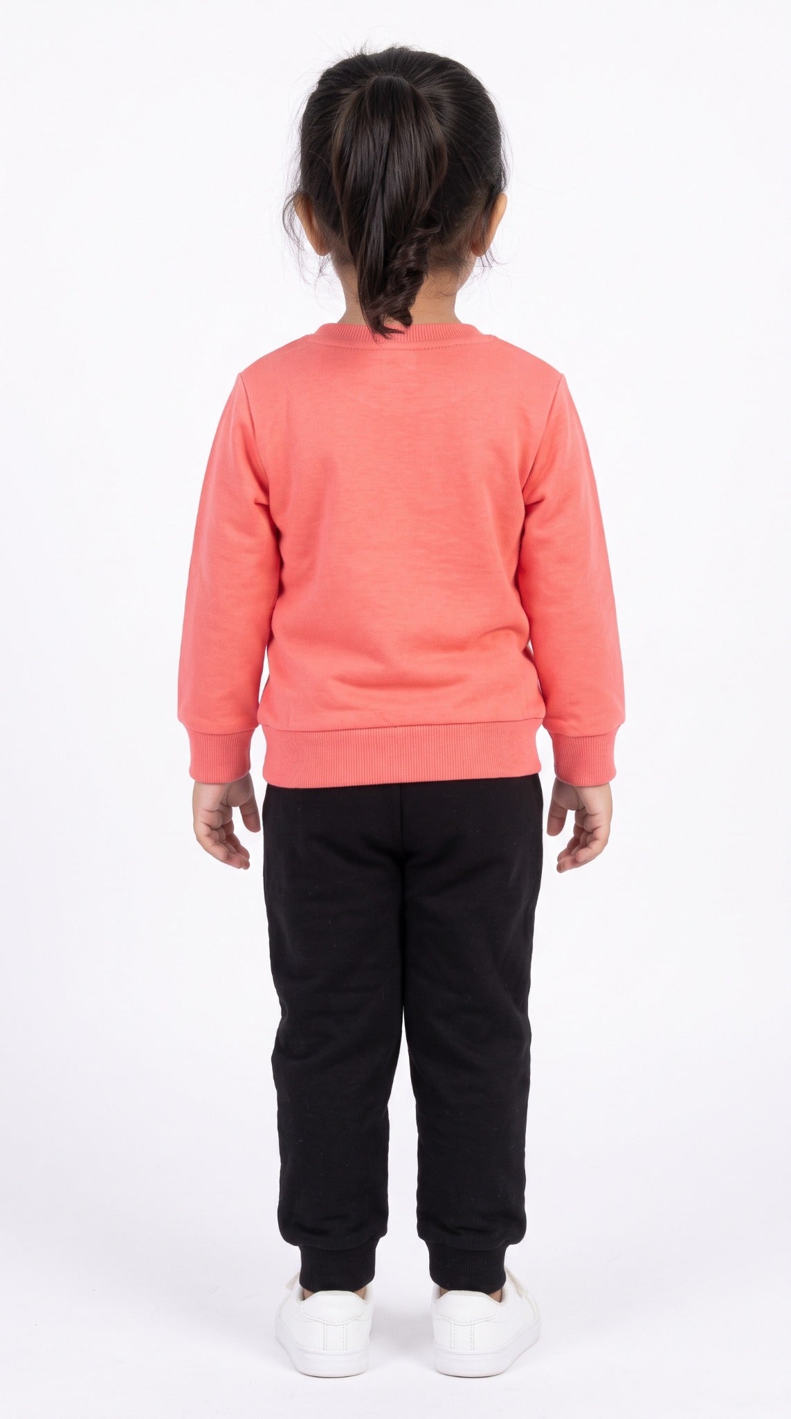 Girls coral and black Minnie tracksuit back view