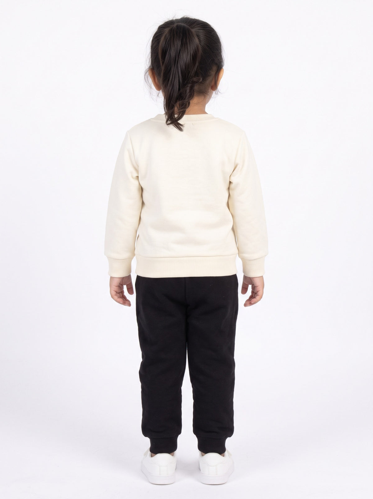 Girls cream and black Minnie tracksuit back view